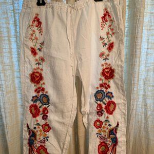 Johnny Was embroidered linen pant